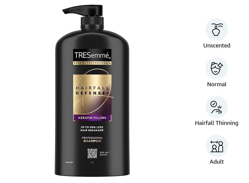 TRESemme Hairfall Defense+ Shampoo 1000ml With Keratin Fillers | Longer and Stronger hair | Prevents Hair Fall due to Breakage | Paraben-Free (Pack of 2) view 10