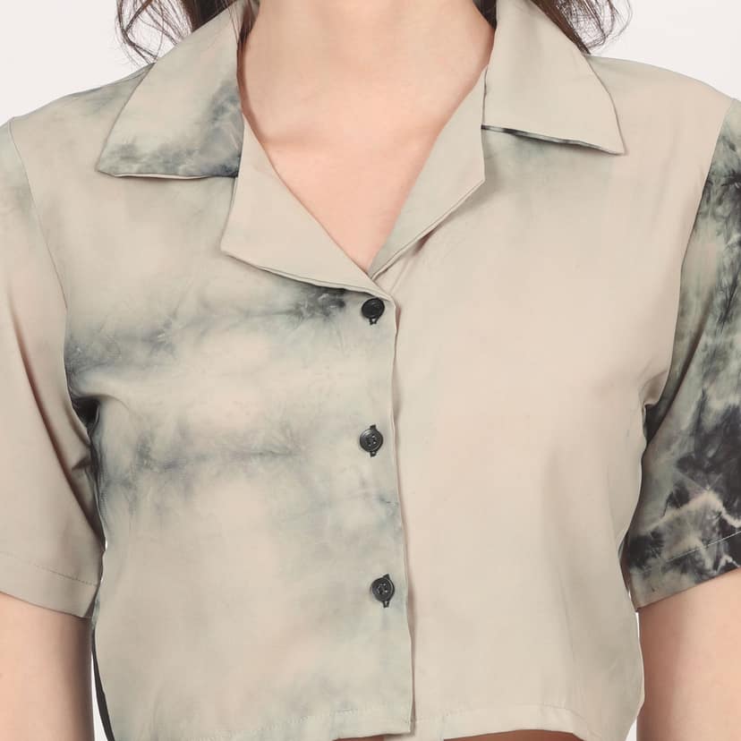 Women Stylish Tie & Dye Crop Shirt view 3