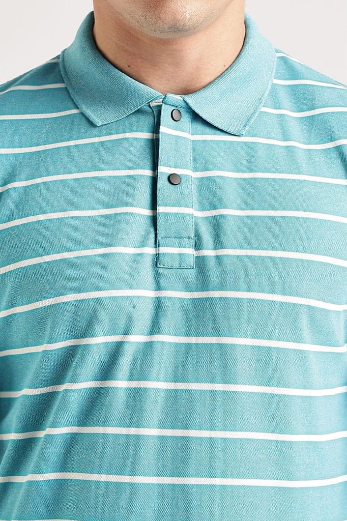 Pollycotton Blue Striped Polo view 7