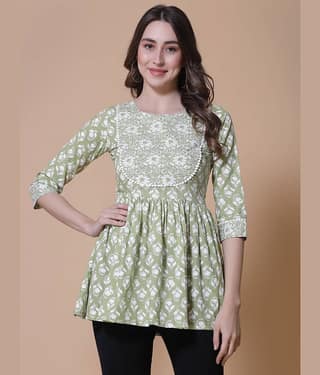GOD BLESS Women's Cotton Peplum Top ( Pastel )