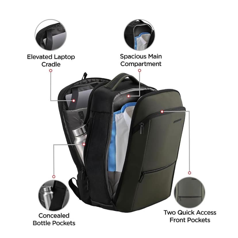 HARISSONS Stratos 35L Business Travel Laptop Backpack | Fits 15.6" Laptop | Water-Resistant | USB Port | Rain Cover | Anti-Theft Pocket | Work, Commute & Travel | view 3