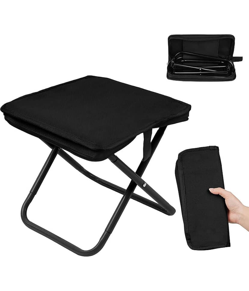 QUALIS Portable Folding Camping Stool – Lightweight, Heavy-Duty, Compact Travel Chair for Outdoor Activities