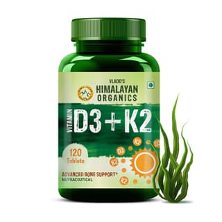 Vlado's Himalayan Organics Vitamin D3 with K2 As MK7 Supplement 120 Veg Tablets
