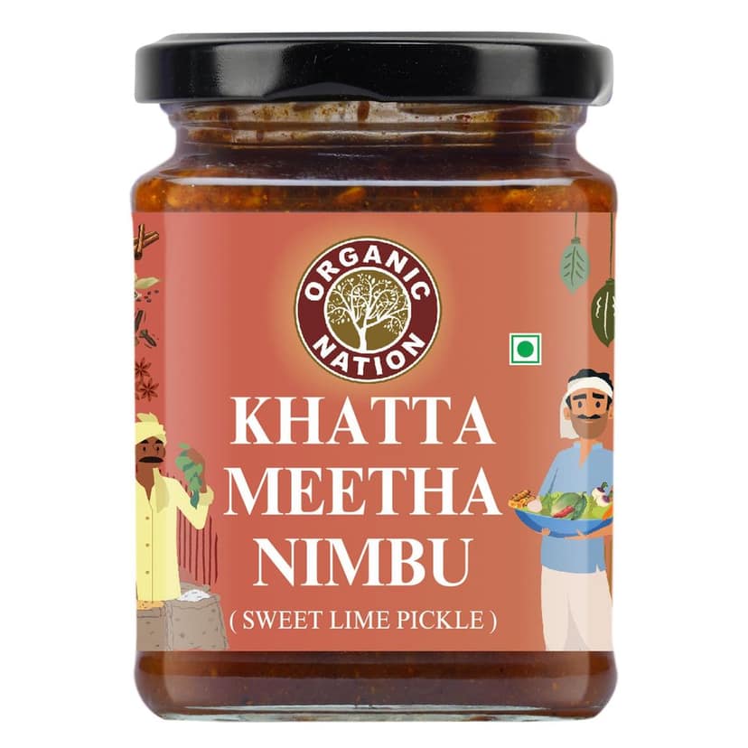 Organic Nation Sweet Lemon Pickle 300g | Khatta Meetha Nimbu Achar