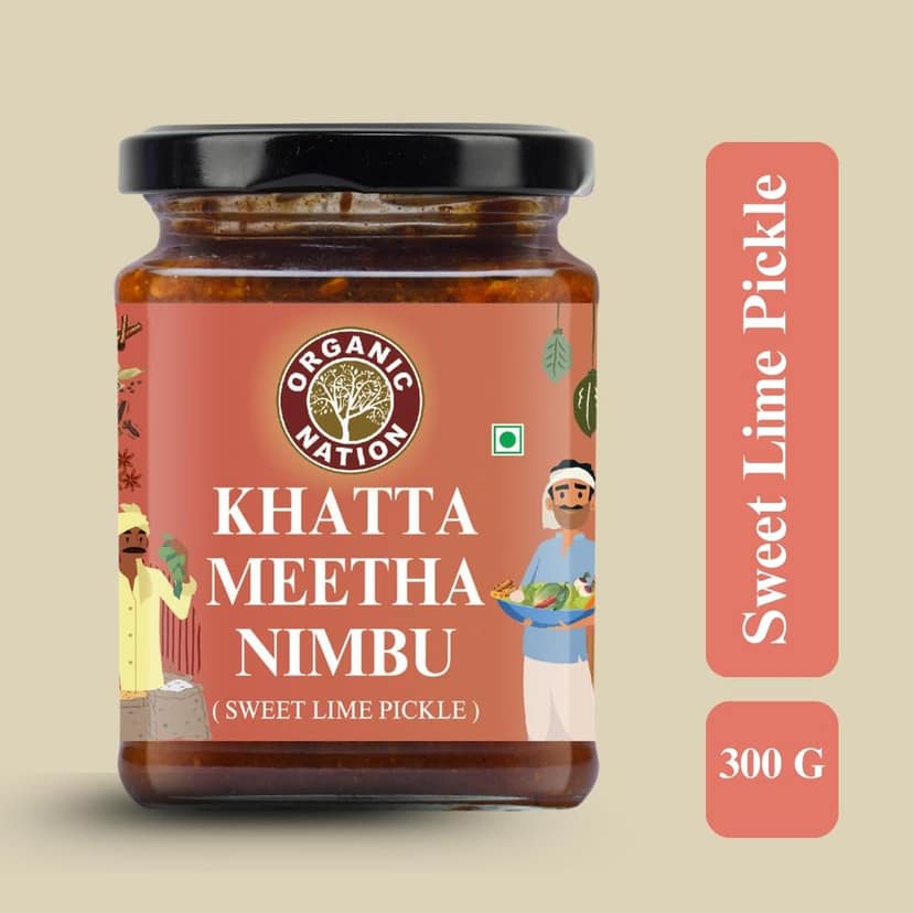 Organic Nation Sweet Lemon Pickle 300g | Khatta Meetha Nimbu Achar view 2