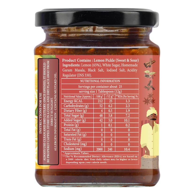 Organic Nation Sweet Lemon Pickle 300g | Khatta Meetha Nimbu Achar view 7