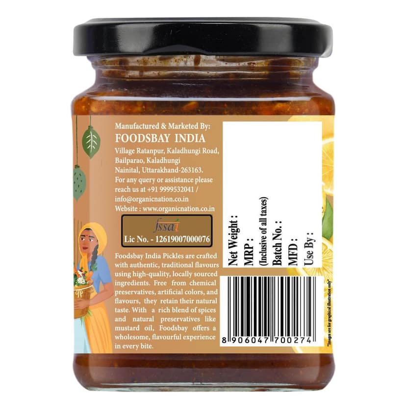 Organic Nation Sweet Lemon Pickle 300g | Khatta Meetha Nimbu Achar view 8