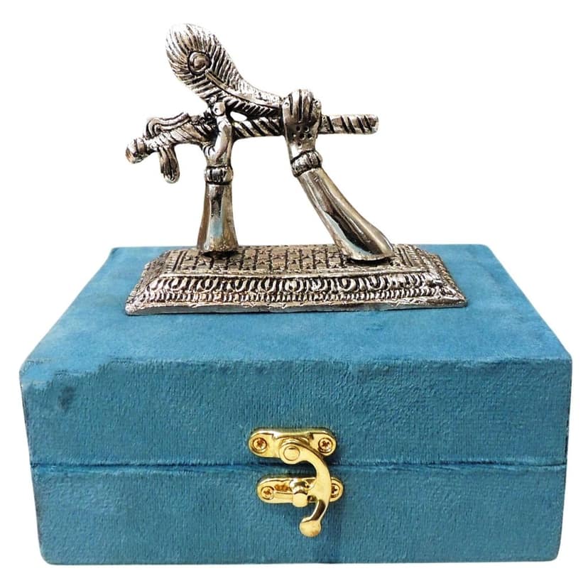 Aluminium Krishna Ji Hand Holding Flute Showpiece | Lord Krishna Statue | Decorative Home Decor Idol, Height : 4 Inch (ASMAS543 S) view 2