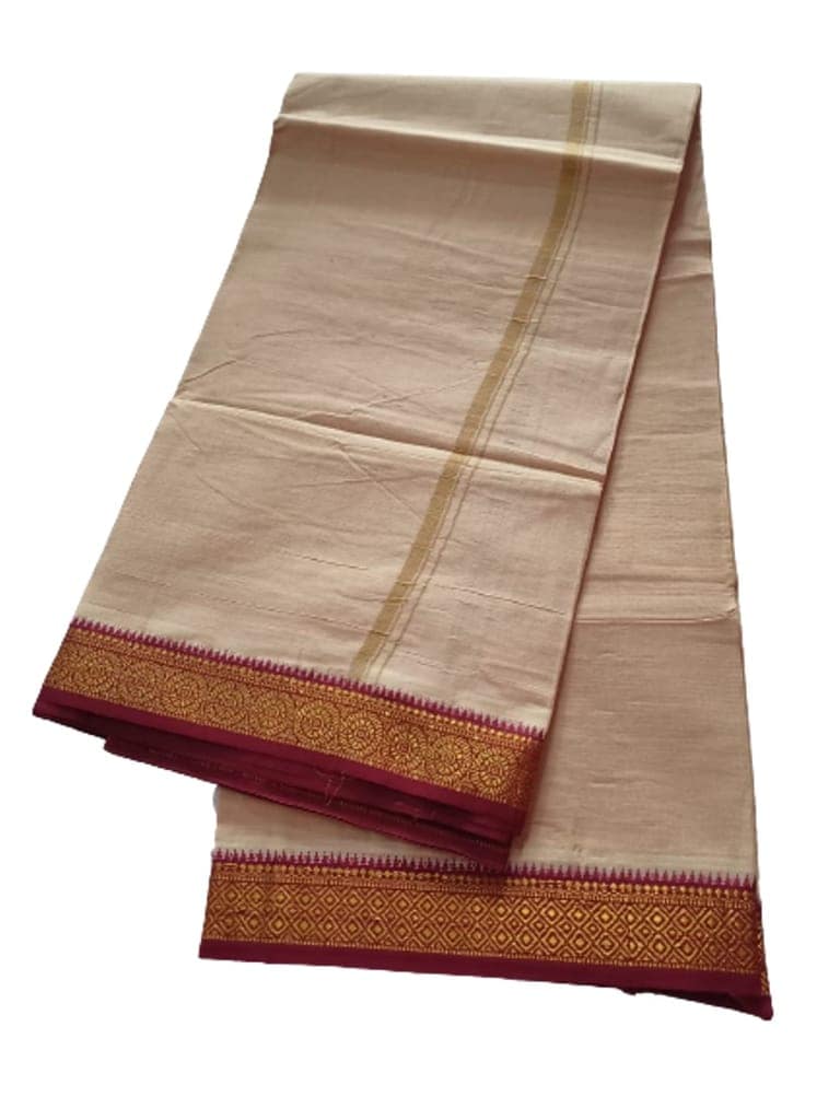 Jinka Lakshmi Collections 100% Handloom Cotton Dhoti With Big Borders Up and Down 4 Meters Unstitched Pack of 2 (Multicolor-2) view 4