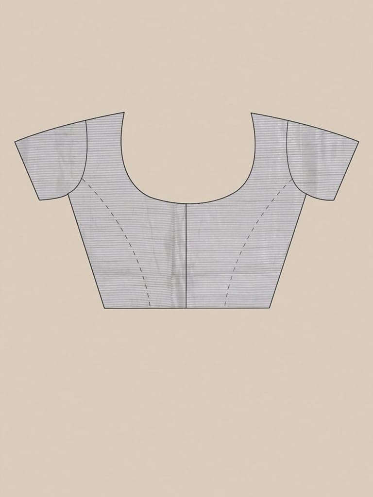 Light Grey Linen Saree With Modish Work view 5