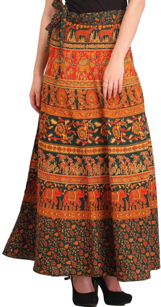 Green-Gables Wrap-Around Long Skirt from Pilkhuwa with Printed Animals view 2