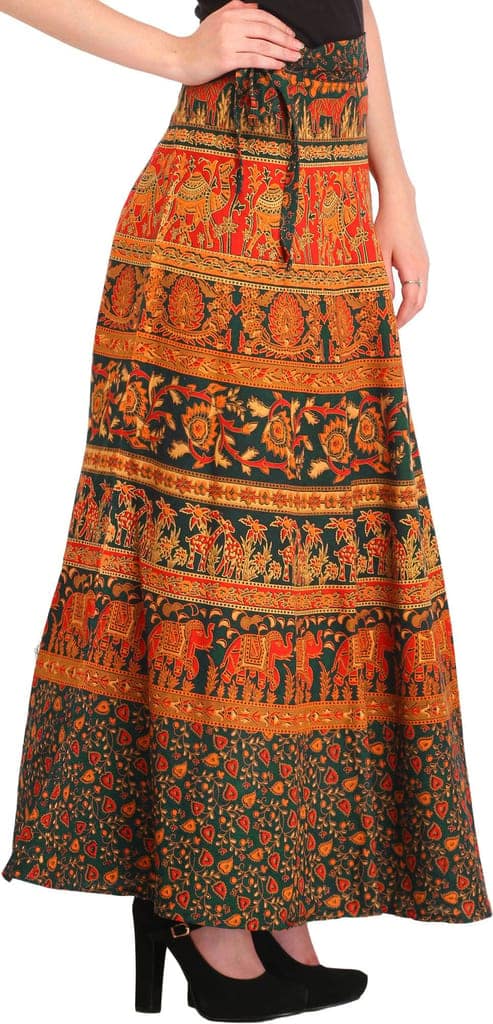 Green-Gables Wrap-Around Long Skirt from Pilkhuwa with Printed Animals view 3