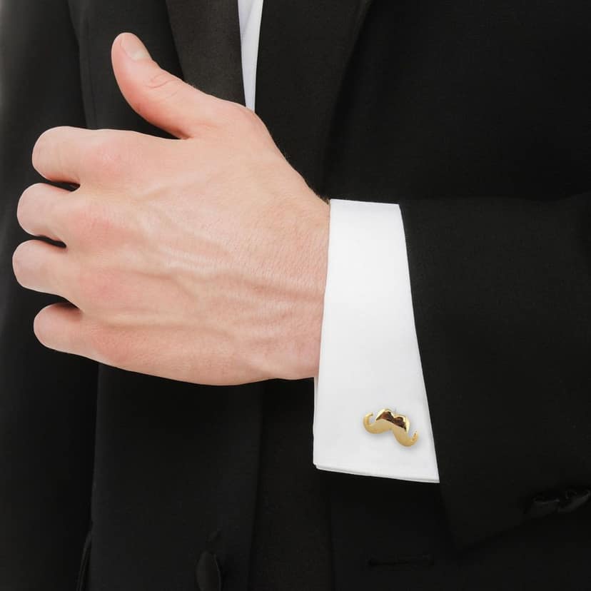 LUCKY JEWELLERY Unique Golden Color Golden Plated Formal Wedding Shirt, Suit, Blazer Cufflinks Pair Set for Men.(198-M4C4-A5535) view 4