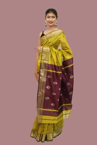 Floral Meena Buti handloom Saree with Tassels