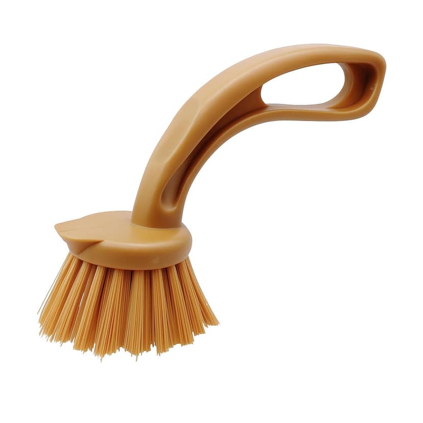 Kitchen Sink Scrub Brush � Heavy-Duty Ergonomic Plastic Handle � Round Bristle Head for Tough Cleaning � Dish, Pan & Surface Scrubber � Wash Basin Cleaning Brush � Dish Washer