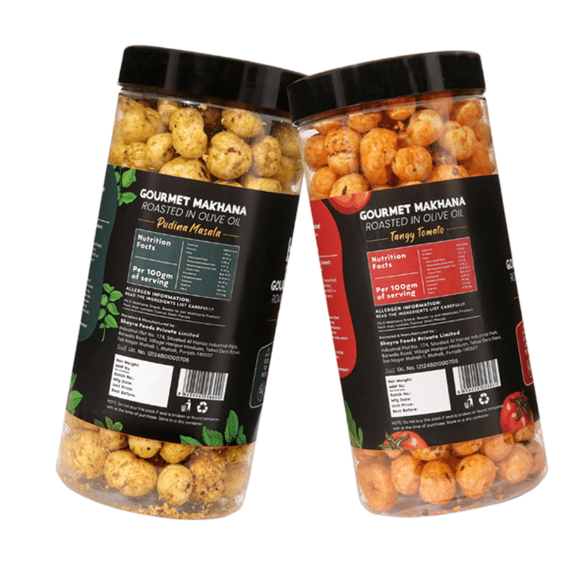 GOURMET MAKHANA Roasted in Olive Oil | Flavors Tangy Tomato & Pudina Masala | Combo Of 2, 65g Each. - 130 gm view 3