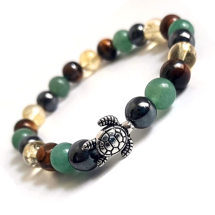 KITREE MONEY CRYSTAL BRACELET 8MM ROUND WITH LUCKY CHARMS FOR UNISEX (MULTI COLOR)