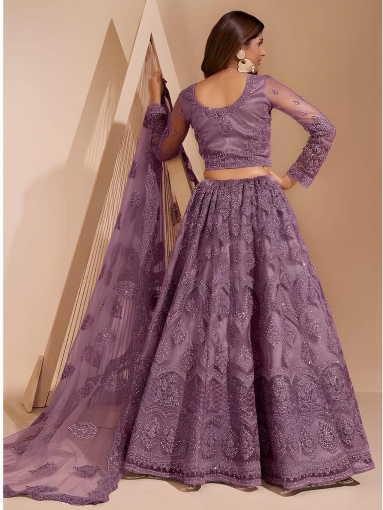 Elegant Thread Embroidery Semi-Stitched Lehenga | Unstitched Blouse with Inner Fabric | Stitched Dupatta | Festive Collection (Original) view 5