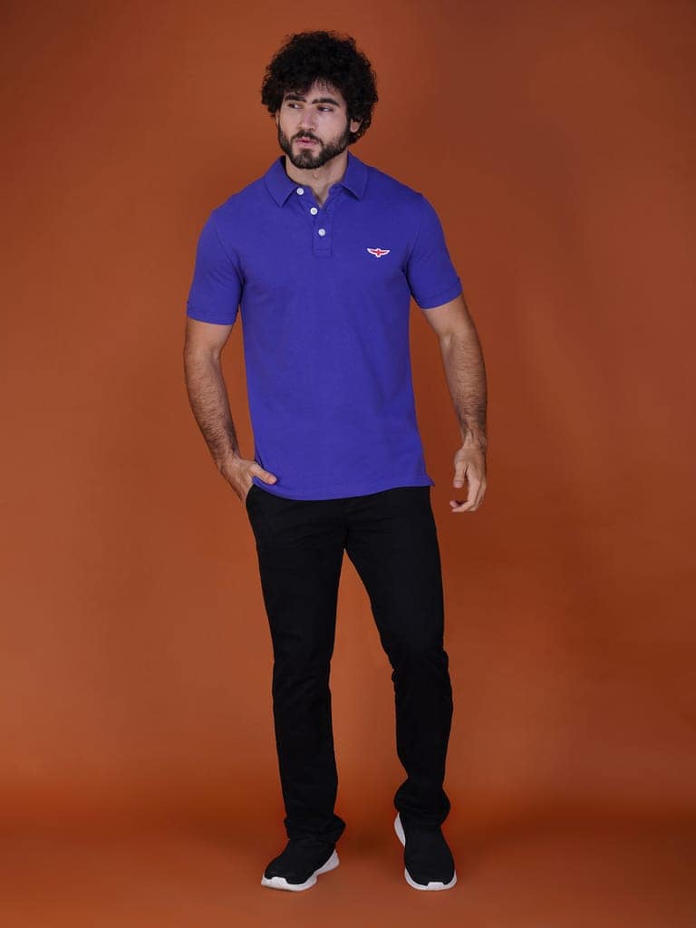 Solid Polo Shirt - PURPLE view 6