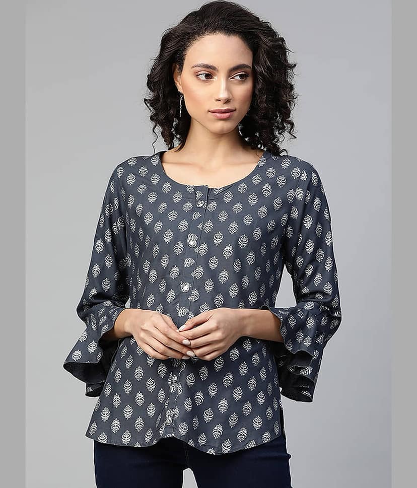 HIGHLIGHT FASHION EXPORT Women's Viscose Regular Top ( Grey )