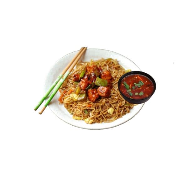 Paneer Manchurian Noodles with Gravy Half