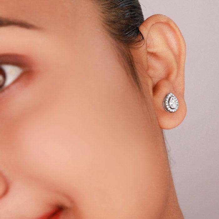 Silver Classic Kiara Pear Studs view 2