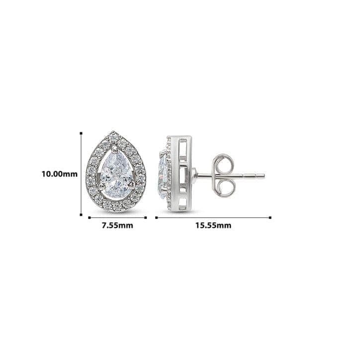 Silver Classic Kiara Pear Studs view 4