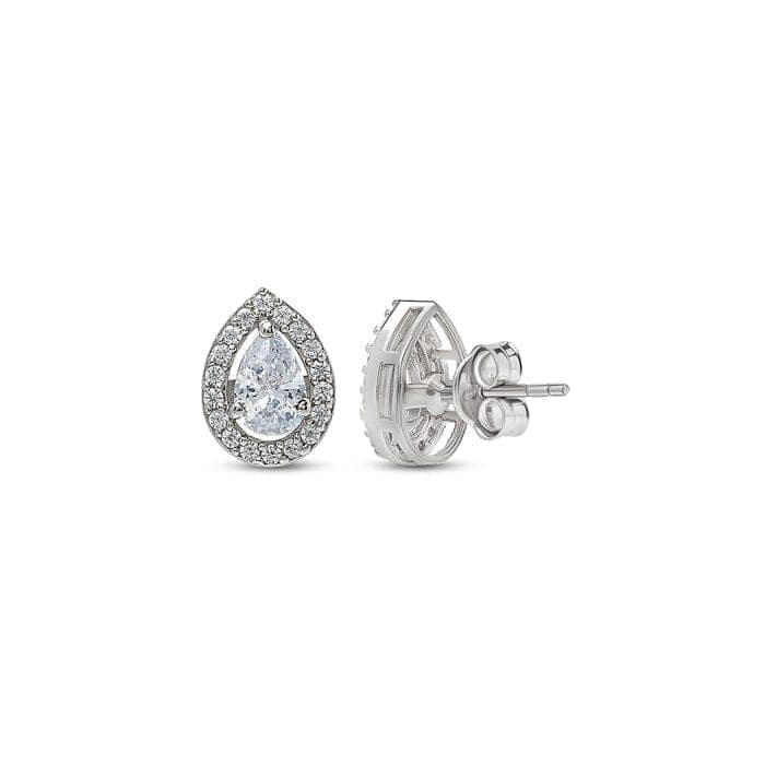 Silver Classic Kiara Pear Studs view 5