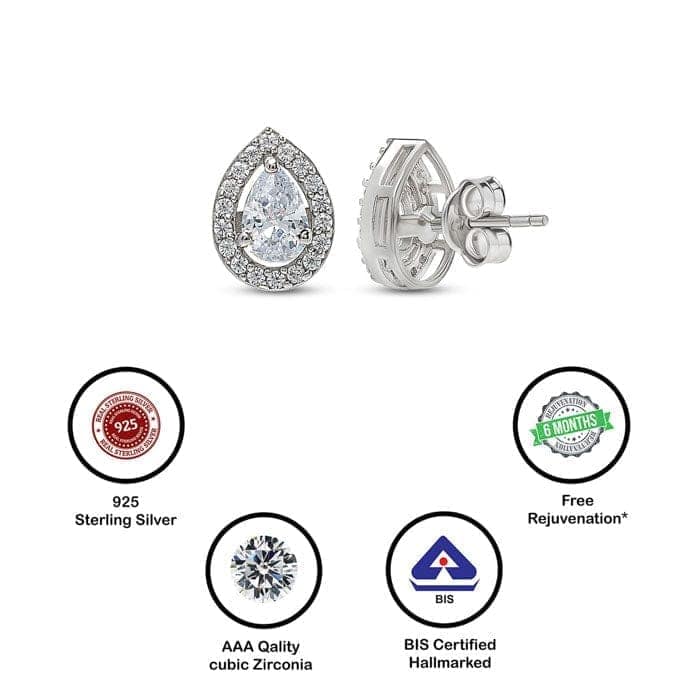 Silver Classic Kiara Pear Studs view 6