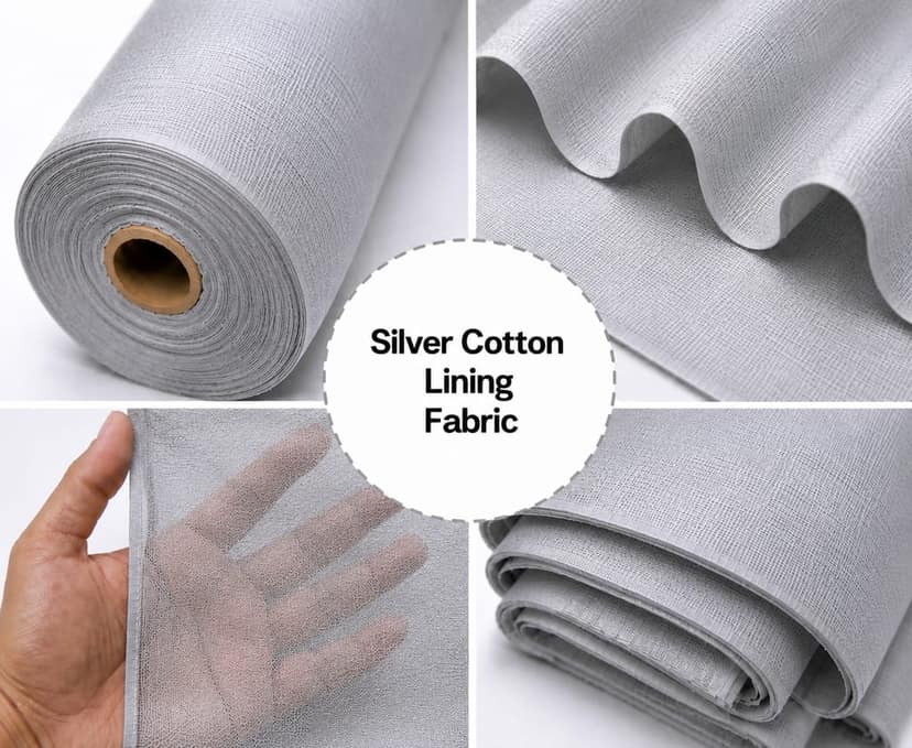 Silver Cotton Lining Fibre (Chhota Panna), Silver Cotton Lining Fabric (Chhota Panna), Silver Lining Cloth (Chhota Panna), Soft Silver Cotton Lining (Chhota Panna), Silver Garment Lining Fabric (Chhota Panna) view 3