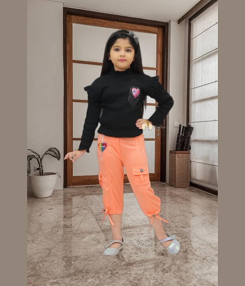 NEWSIFA Pack of 1 Girls Cotton Blend Top With Capris ( Green )