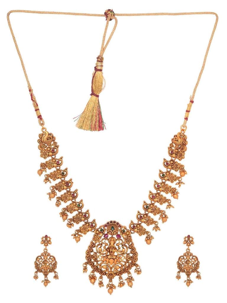Gold Plated Lakshmiji Filigree Antique Temple Necklace Jewellery Set view 5