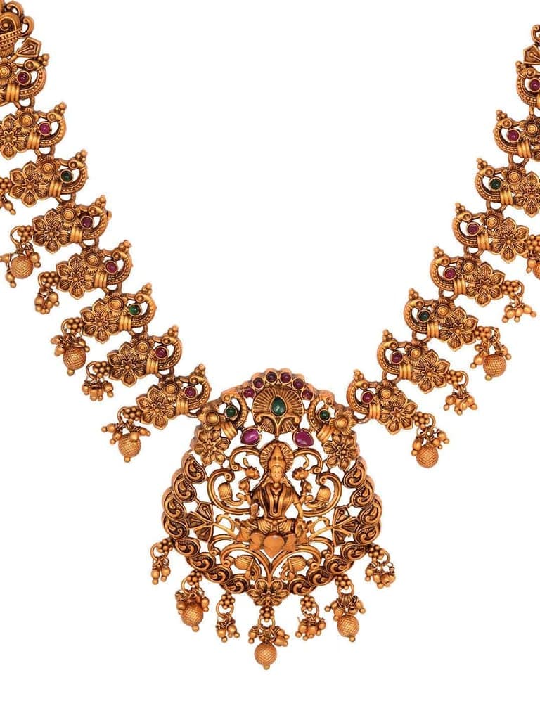 Gold Plated Lakshmiji Filigree Antique Temple Necklace Jewellery Set view 6