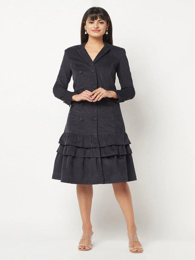 Navy Blue Corduroy Dress view 2