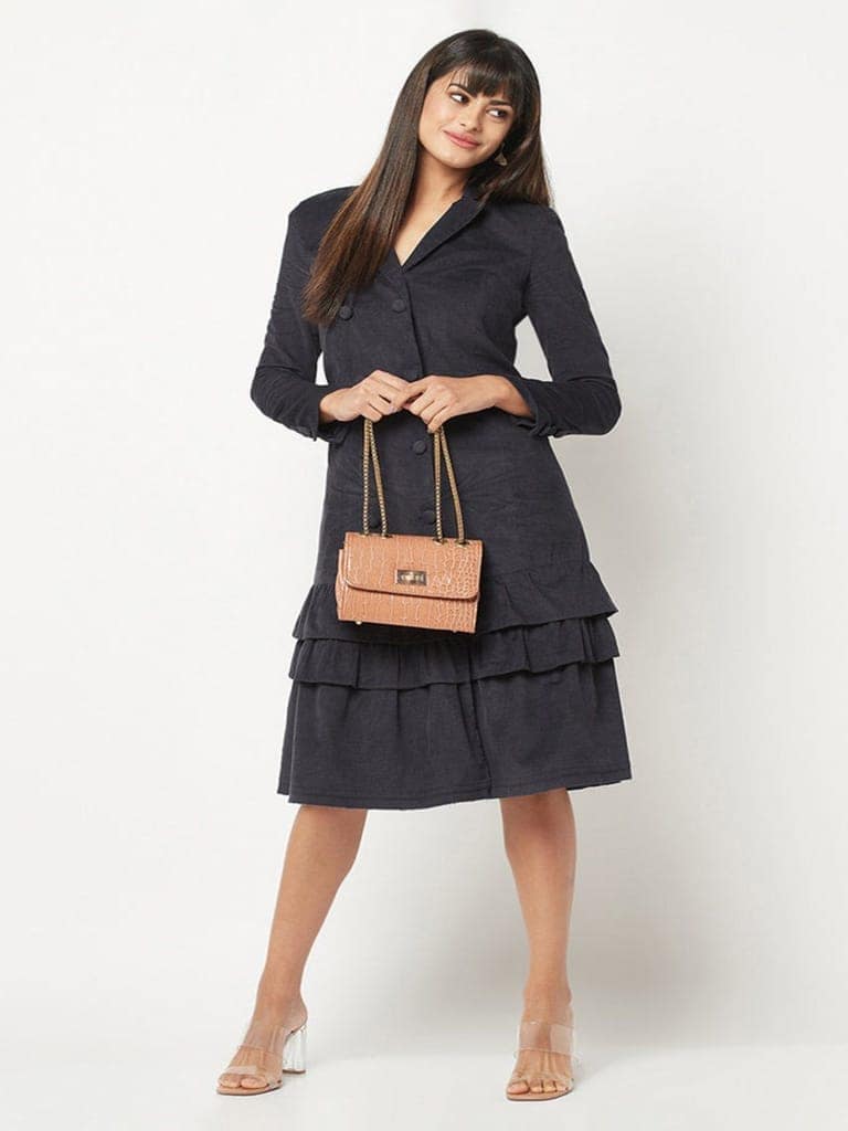 Navy Blue Corduroy Dress view 7