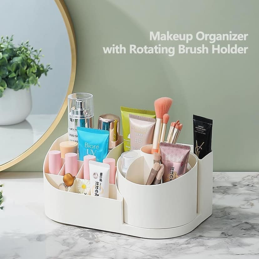 360 Degree Rotating Makeup Organizer Adjustable Cosmetic Storage Box view 4