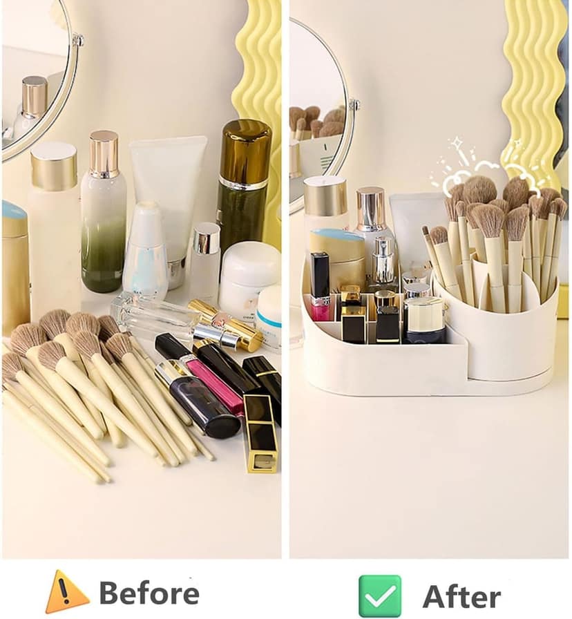 360 Degree Rotating Makeup Organizer Adjustable Cosmetic Storage Box view 5