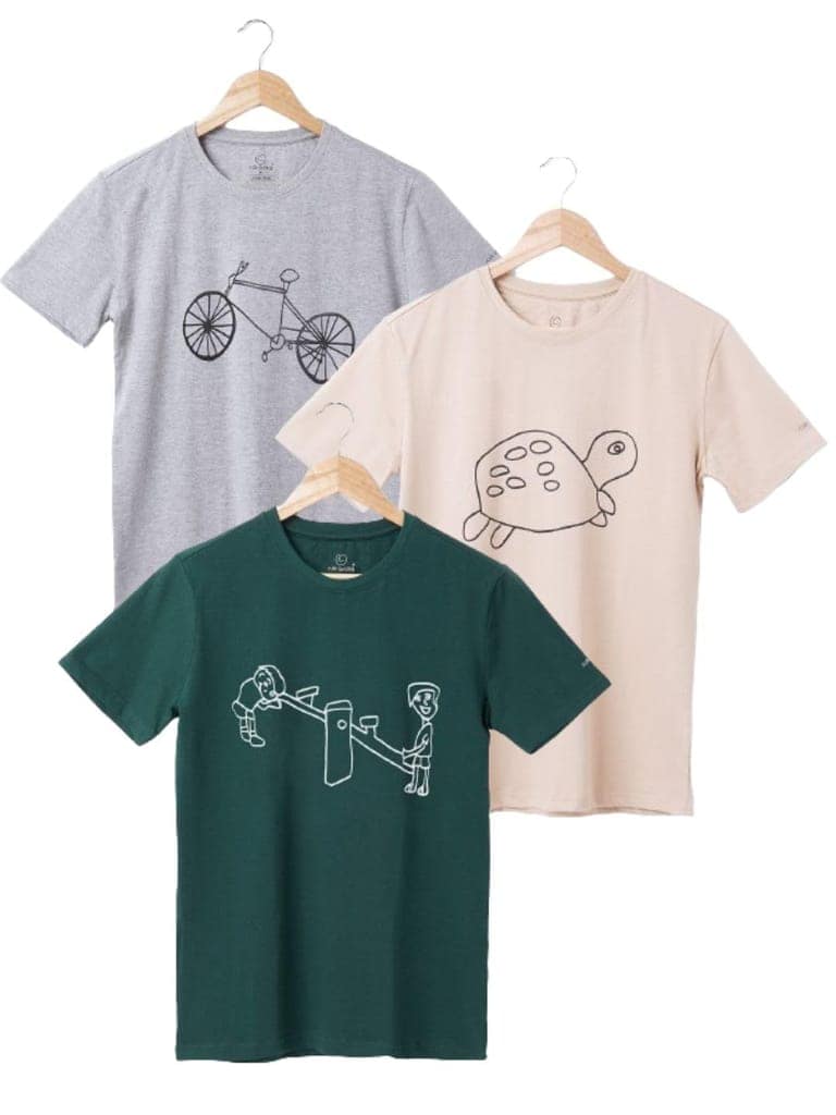 AIR GARB Boys Round Neck Printed Cotton T-shirt for 8-10 Years - Pack of 3 (K810-CG-TB-SGR) Multicolour