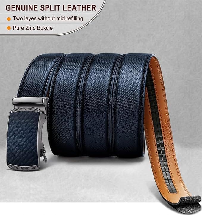 Contacts Genuine Leather Belt for Men with Autolock Buckle - Micro Adjustable Belt Fit Everywhere view 4
