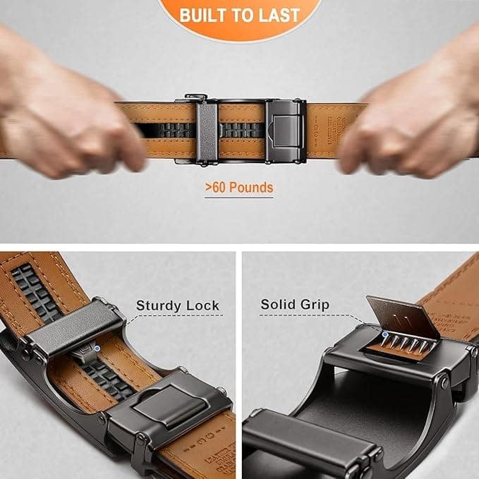 Contacts Genuine Leather Belt for Men with Autolock Buckle - Micro Adjustable Belt Fit Everywhere view 5