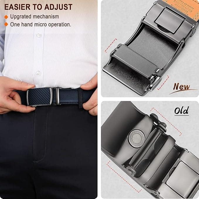 Contacts Genuine Leather Belt for Men with Autolock Buckle - Micro Adjustable Belt Fit Everywhere view 6