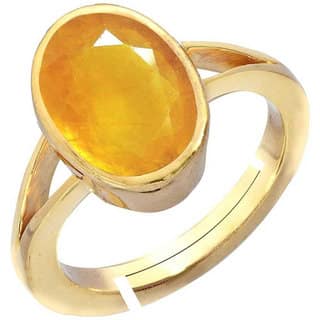 RS JEWELLERS Gemstones 5.30 Ratti Natural Certified YELLOW SAPPHIRE Gemstone Panchdhatu Ring , Birthstone Astrology