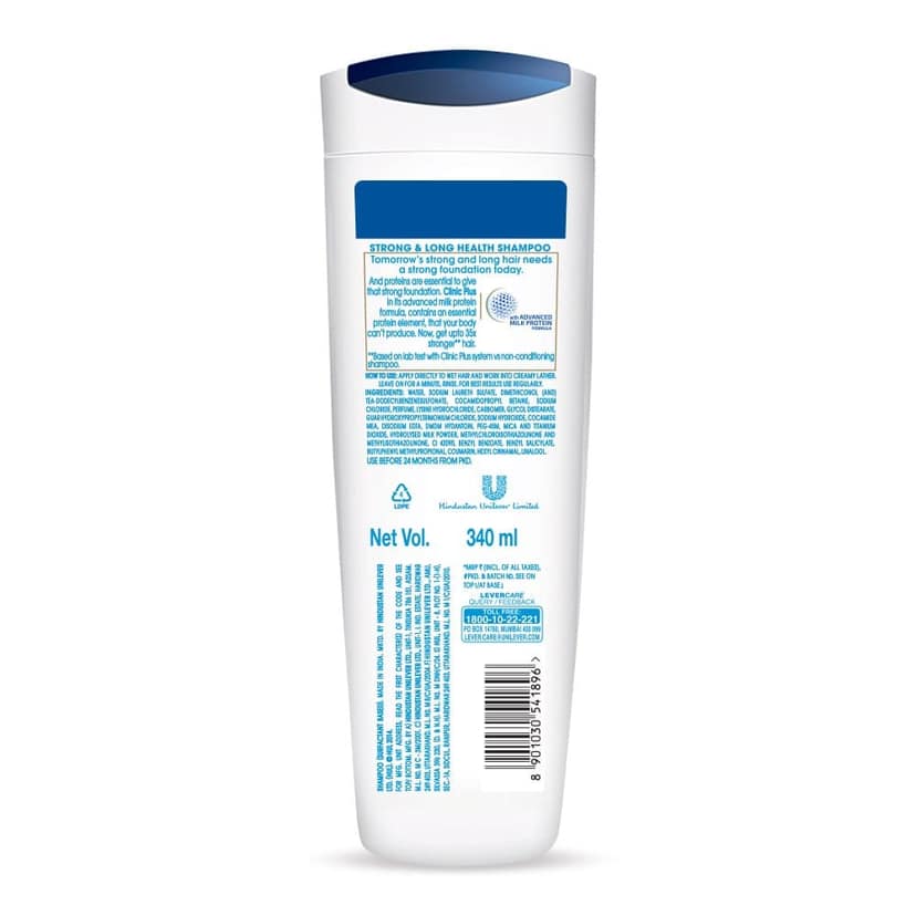 Clinic Plus Strong & Long Health Shampoo, With Milk Protein And Almond Oil For Hair Strengthening & Volume, 340 ml view 3