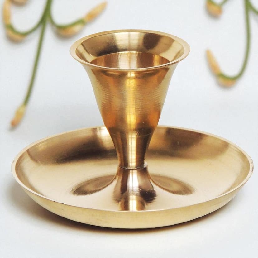 Brass Decorative Candle Stand, Height : 2 Inch (ZMAS510 C) view 2