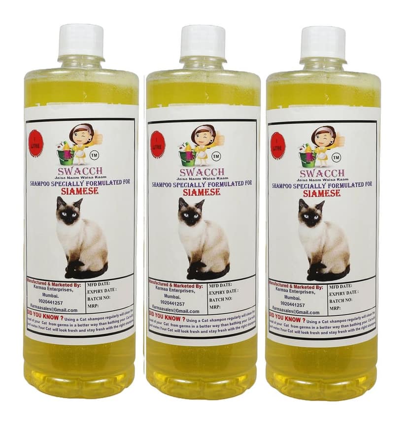 SWACCH Shampoo Specially FORMULATED for Siamese (1 Litre) (Combo Pack of 3) Lemon