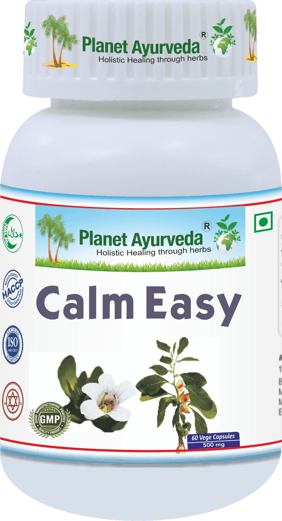 Planet Ayurveda Calm Easy - 60 Vegetarian Capsules - 500 mg - Planet Ayurveda