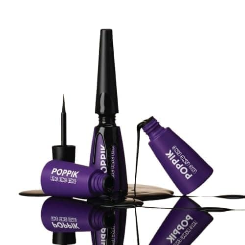 POPPIK The Fine Line Liquid Eyeliner Black Matte, High-Pigment Eye Makeup with Precision Applicator, Quick-Drying, Smudge-Proof, Waterproof & Transfer-Resistant, 3 ml