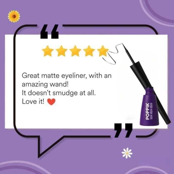 POPPIK The Fine Line Liquid Eyeliner Black Matte, High-Pigment Eye Makeup with Precision Applicator, Quick-Drying, Smudge-Proof, Waterproof & Transfer-Resistant, 3 ml view 3