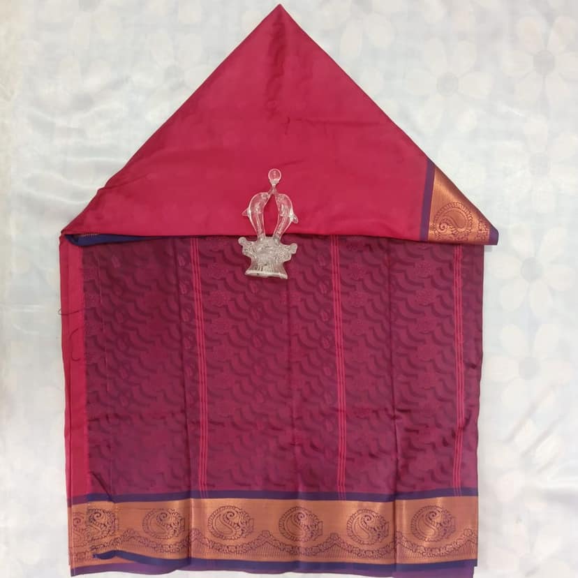 Poonthamil Silk Cotton Saree with Blouse - Rose view 3
