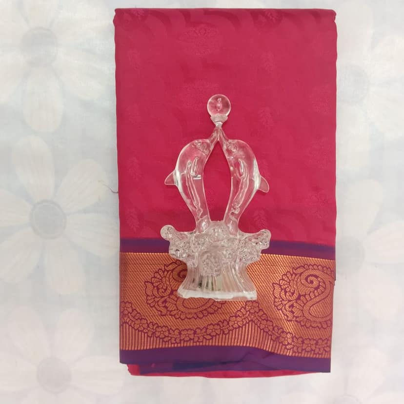 Poonthamil Silk Cotton Saree with Blouse - Rose view 4